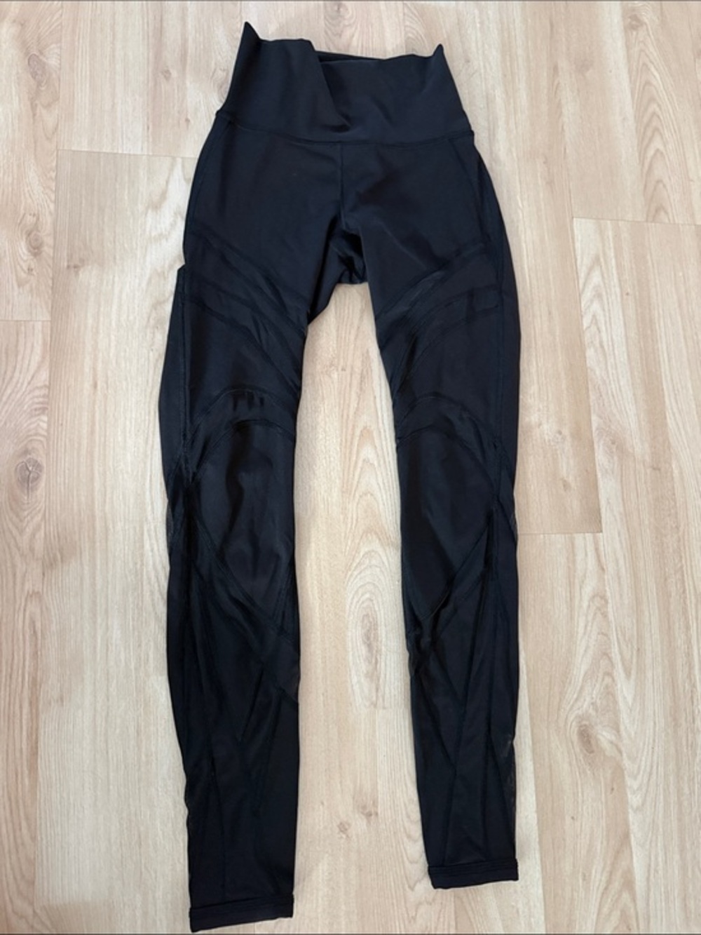 lululemon athletica Black High-Waist Leggings with Mesh Panels